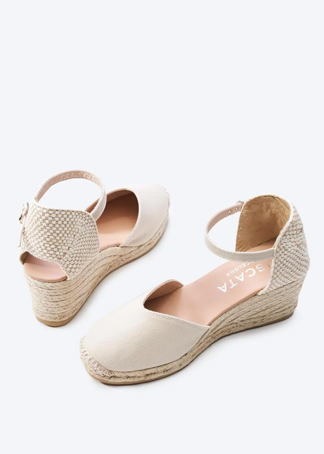Viscata Reus Canvas Wedge Handmade 2 ½” Heel Women's Sandals with Breathable Cotton Canvas V-cut Vamp and 100% Natural Jute Midsole for all Casual Occasions