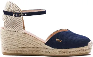 Viscata Reus Canvas Wedge Handmade 2 ½” Heel Women's Sandals with Breathable Cotton Canvas V-cut Vamp and 100% Natural Jute Midsole for all Casual Occasions