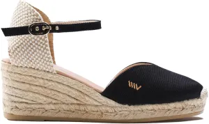 Viscata Reus Canvas Wedge Handmade 2 ½” Heel Women's Sandals with Breathable Cotton Canvas V-cut Vamp and 100% Natural Jute Midsole for all Casual Occasions