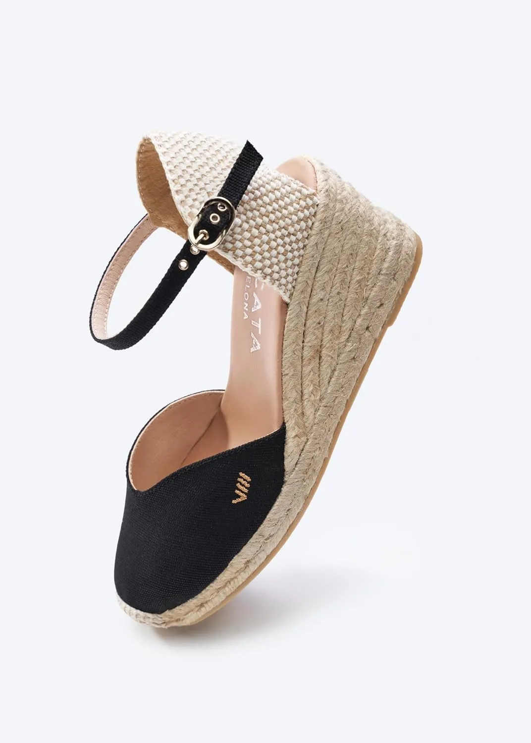 Viscata Reus Canvas Wedge Handmade 2 ½” Heel Women's Sandals with Breathable Cotton Canvas V-cut Vamp and 100% Natural Jute Midsole for all Casual Occasions