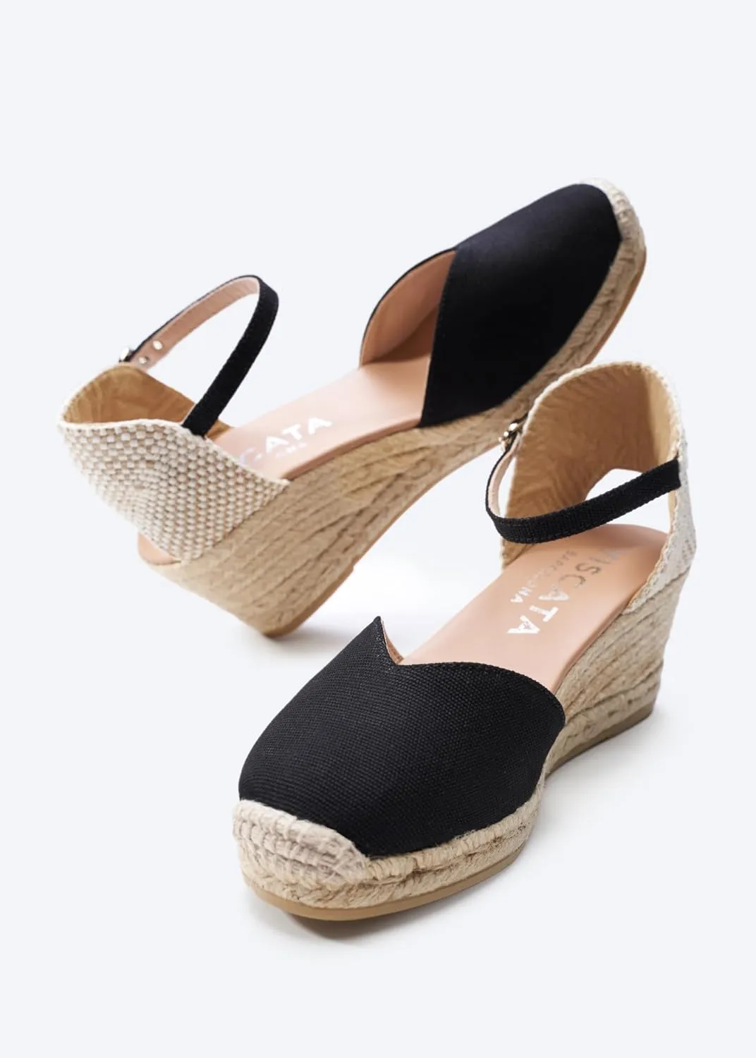 Viscata Reus Canvas Wedge Handmade 2 ½” Heel Women's Sandals with Breathable Cotton Canvas V-cut Vamp and 100% Natural Jute Midsole for all Casual Occasions