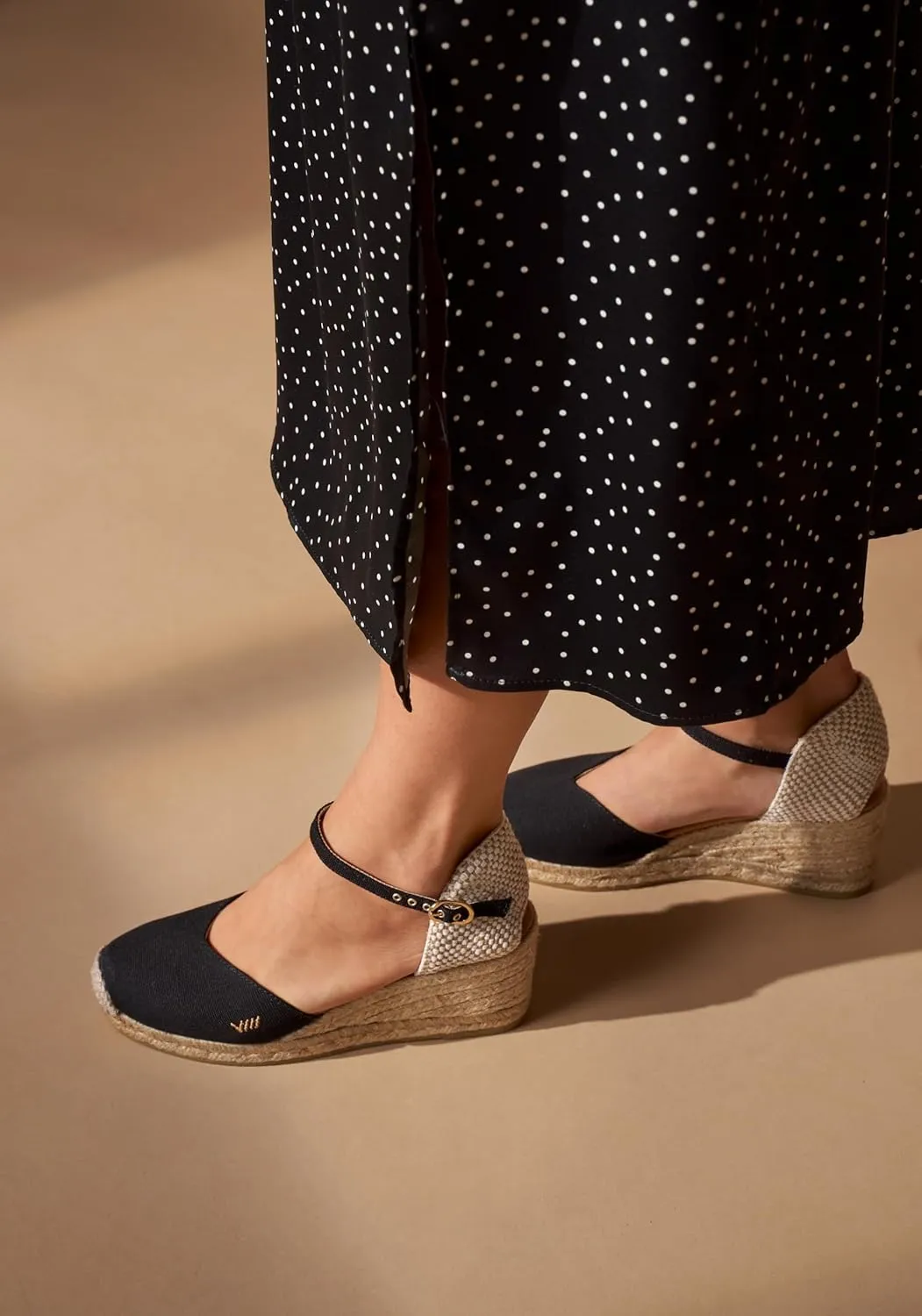 Viscata Reus Canvas Wedge Handmade 2 ½” Heel Women's Sandals with Breathable Cotton Canvas V-cut Vamp and 100% Natural Jute Midsole for all Casual Occasions