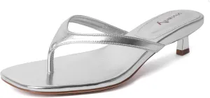 vivianly Women's Flip Flops Kitten Heel Sandals Backless Slippers Stiletto Heel Pinch toe Sandals Slip on Slides Mules