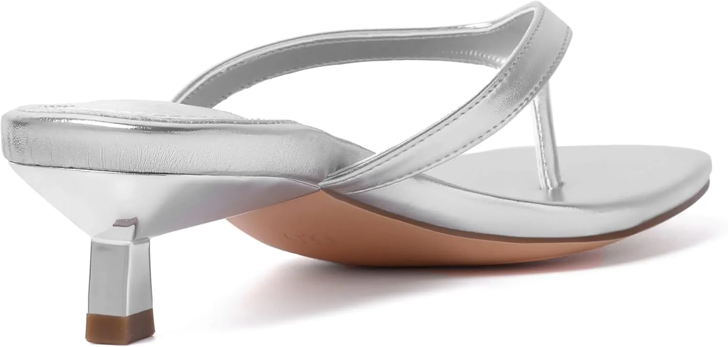 vivianly Women's Flip Flops Kitten Heel Sandals Backless Slippers Stiletto Heel Pinch toe Sandals Slip on Slides Mules