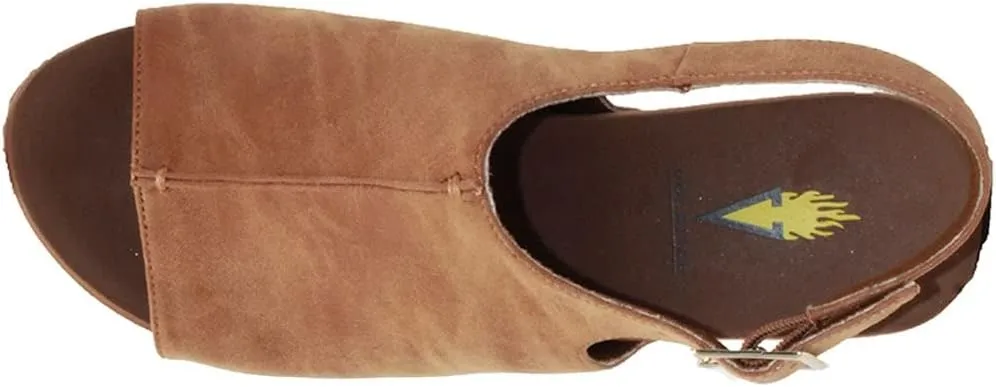 VOLATILE Division Wedge Sandals for Women Featuring Cork Covered Bottom with EVA Insole and Rubber Outsole