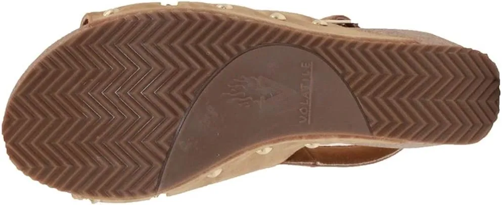 VOLATILE Division Wedge Sandals for Women Featuring Cork Covered Bottom with EVA Insole and Rubber Outsole