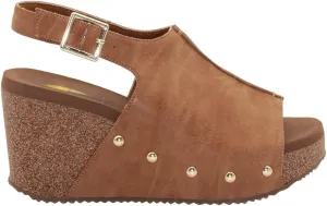 VOLATILE Division Wedge Sandals for Women Featuring Cork Covered Bottom with EVA Insole and Rubber Outsole