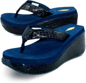VOLATILE Frappachino Wedge Sandals for Women Featuring Genuine Leather with EVA Insole and Rubber Outsole
