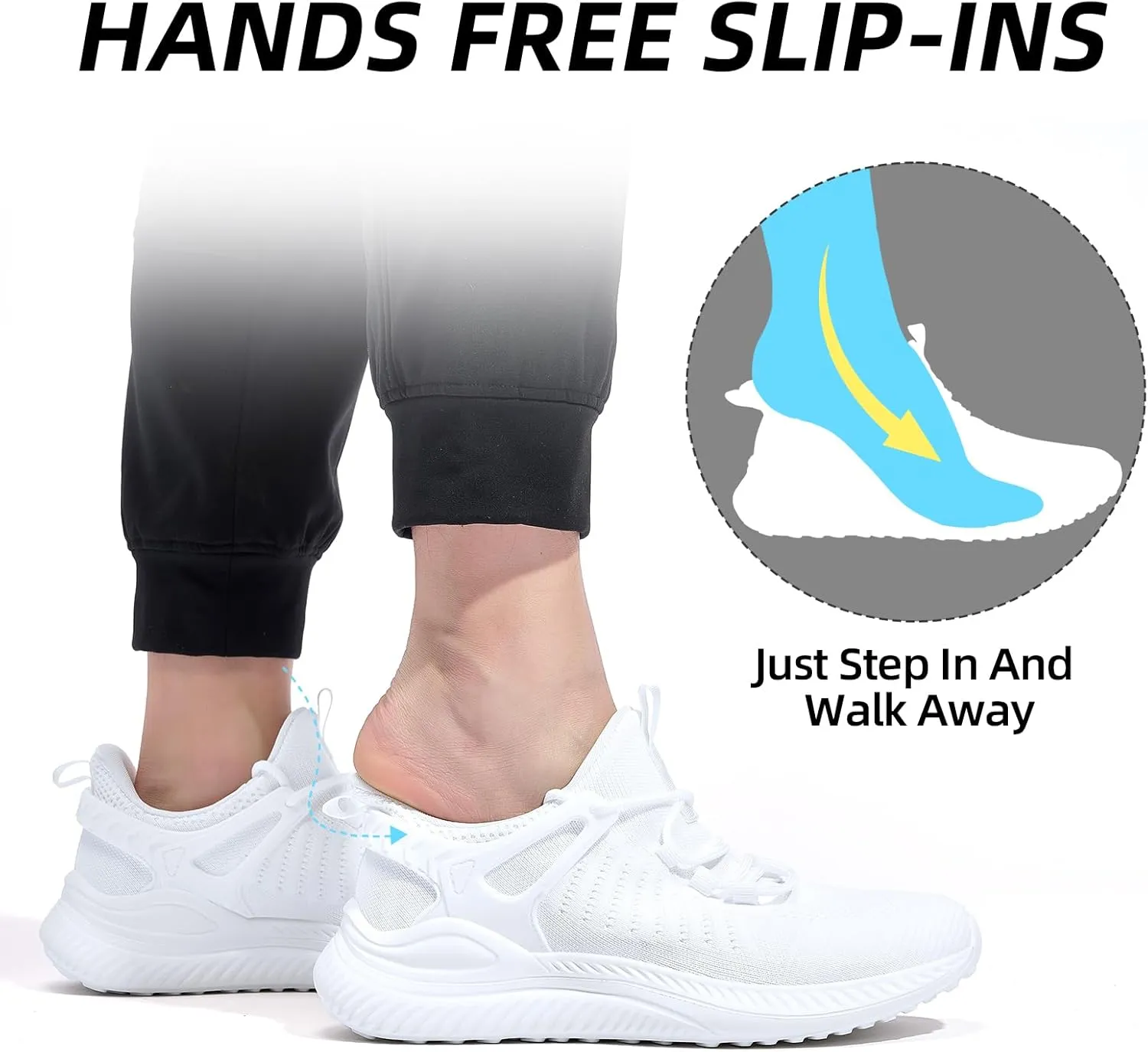 Walking Shoes for Men Sneakers - Slip on Tennis Running Memory Foam Shoes for Athletic Workout Gym Indoor Outdoor Lightweight Breathable Casual Sneakers