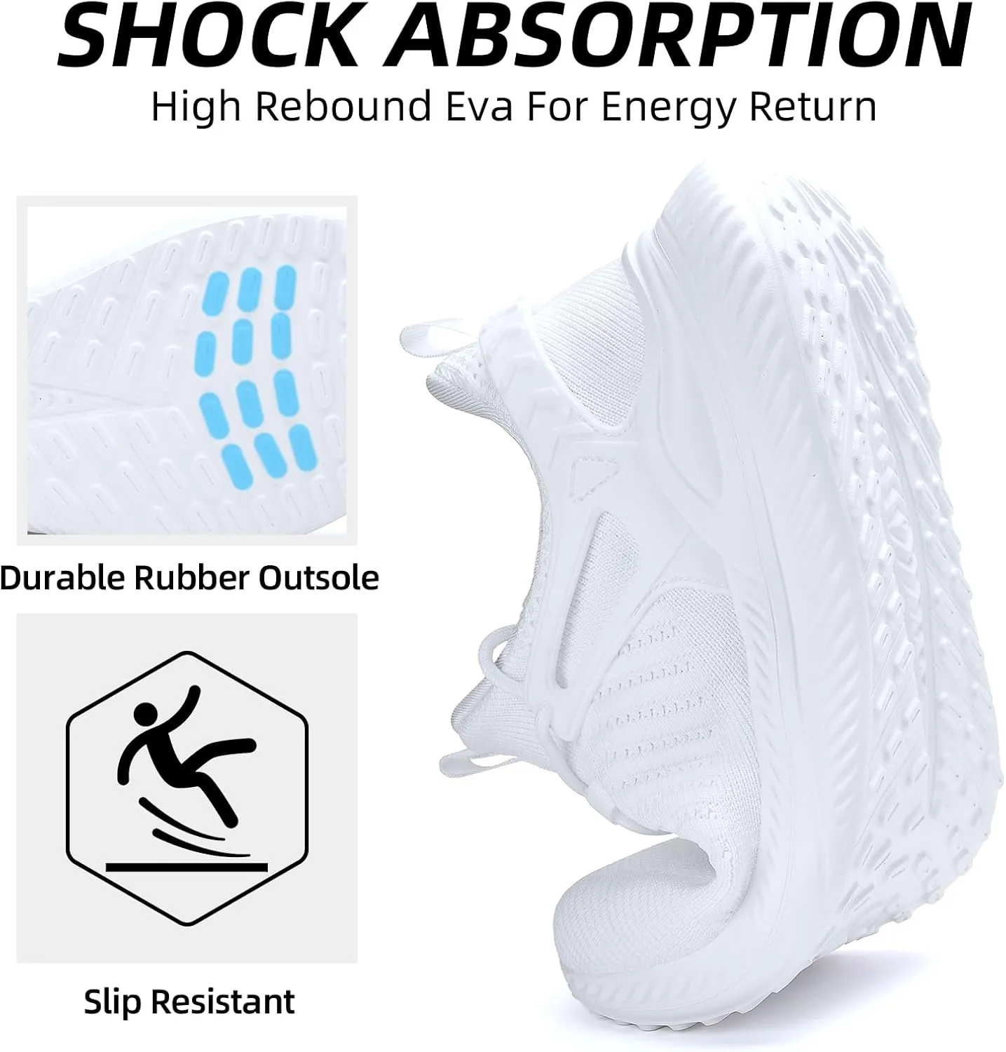 Walking Shoes for Men Sneakers - Slip on Tennis Running Memory Foam Shoes for Athletic Workout Gym Indoor Outdoor Lightweight Breathable Casual Sneakers