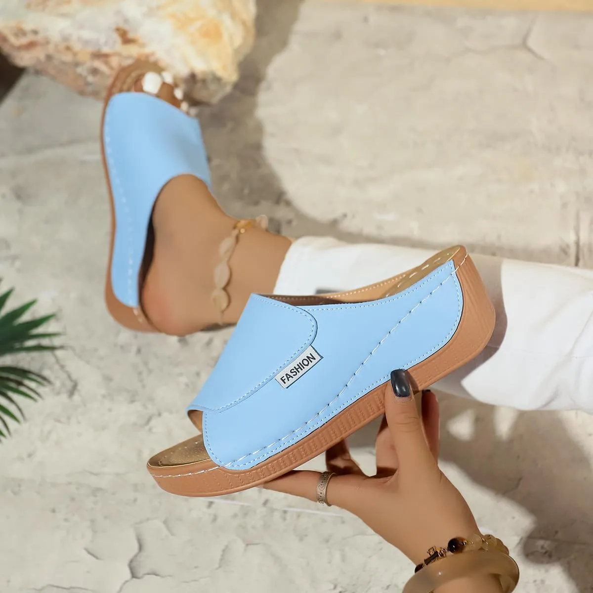 Wedge Sandals for Women Arch Support Platform Slides 2025 Slip on Casual Open Toe Wide Band Walking Shoe