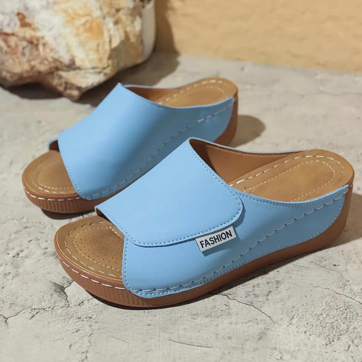 Wedge Sandals for Women Arch Support Platform Slides 2025 Slip on Casual Open Toe Wide Band Walking Shoe