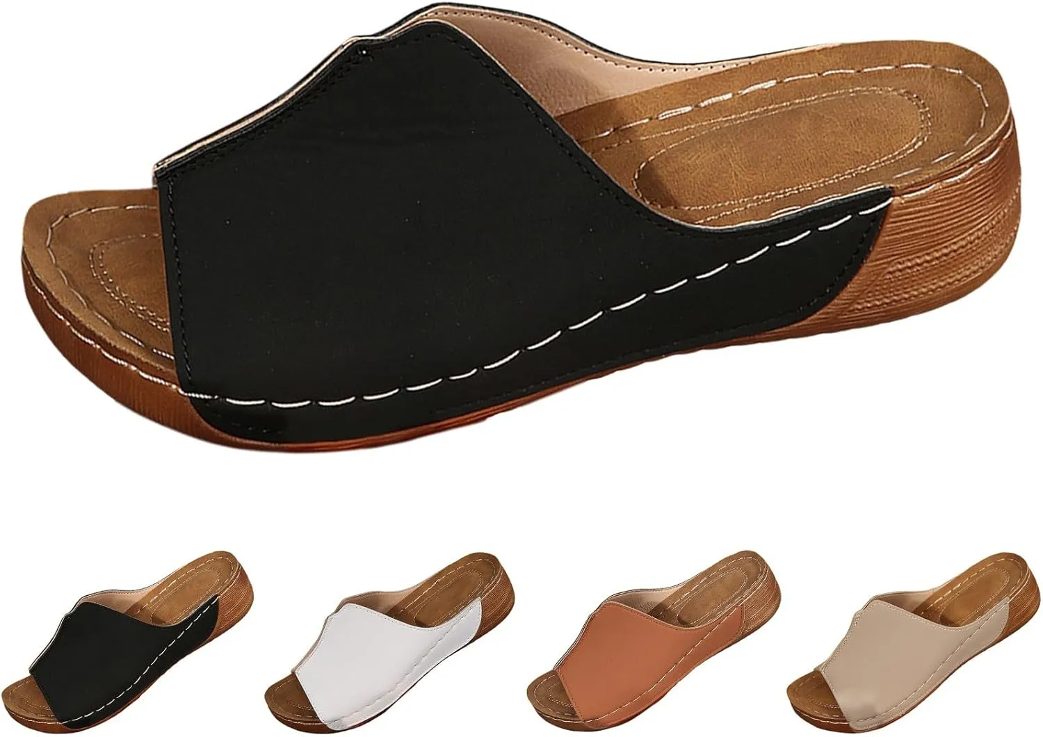 Wedge Sandals for Women Dressy Platform Slides Summer Comfortable Arch Support Slip On Sandals Orthotic Walking Shoes