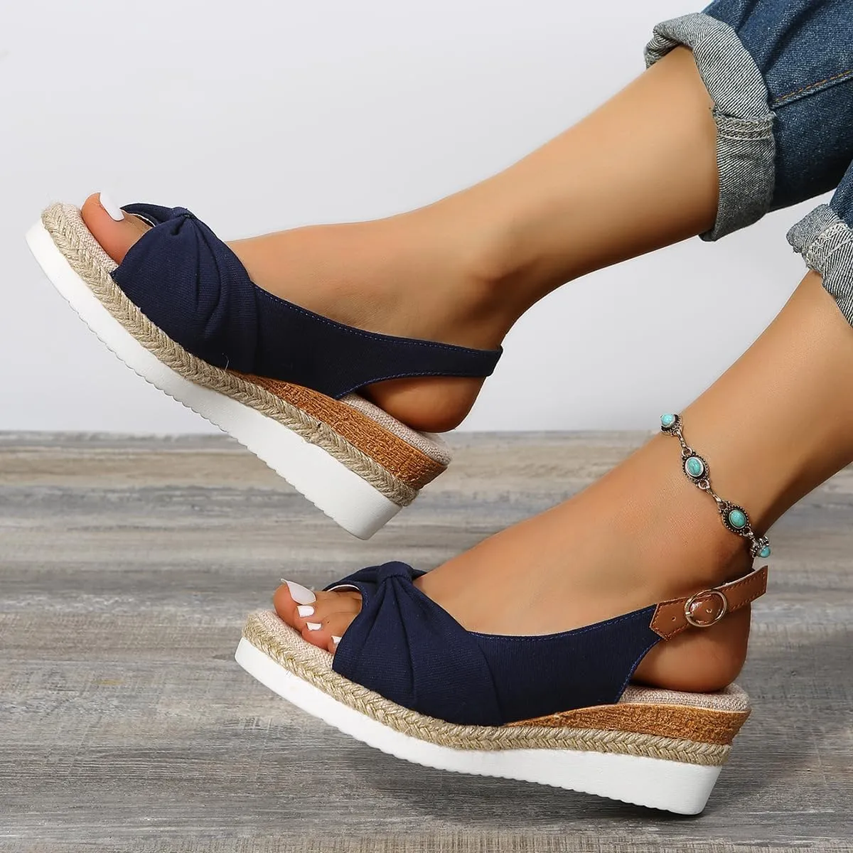 Wedge Sandals for Women Summer Dressy,Women's Espadrille Platform Wedge Heels Open Toe Slingback Ankle Strap Wide Width Sandal Comfortable Breathable Casual Dress Shoes
