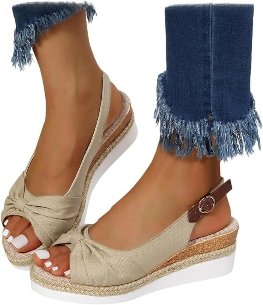 Wedge Sandals for Women Summer Dressy,Women's Espadrille Platform Wedge Heels Open Toe Slingback Ankle Strap Wide Width Sandal Comfortable Breathable Casual Dress Shoes