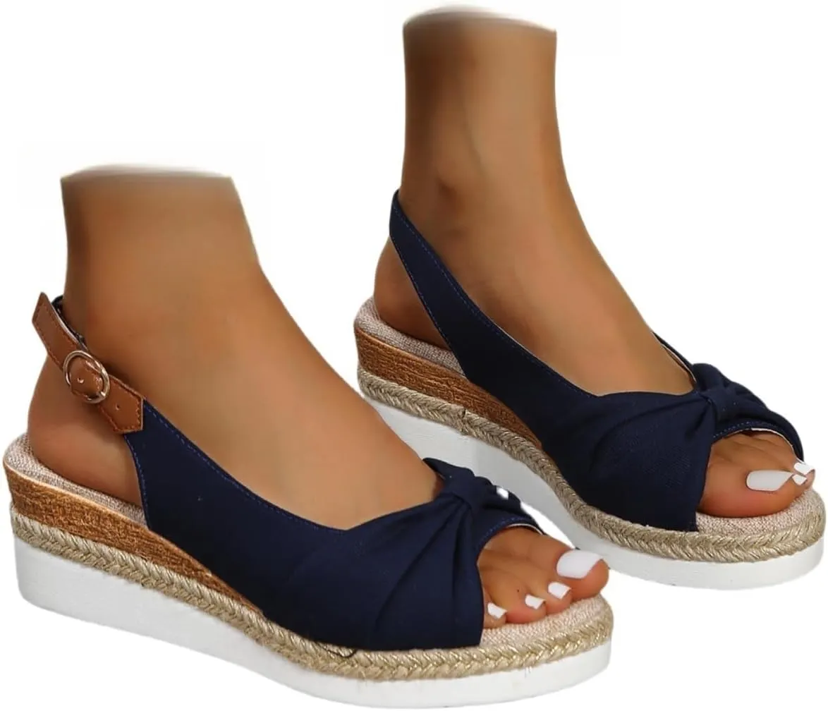 Wedge Sandals for Women Summer Dressy,Women's Espadrille Platform Wedge Heels Open Toe Slingback Ankle Strap Wide Width Sandal Comfortable Breathable Casual Dress Shoes