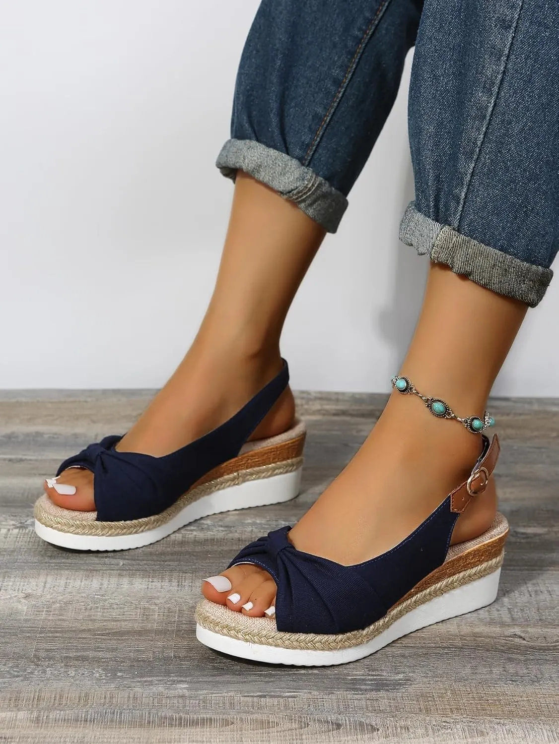 Wedge Sandals for Women Summer Dressy,Women's Espadrille Platform Wedge Heels Open Toe Slingback Ankle Strap Wide Width Sandal Comfortable Breathable Casual Dress Shoes