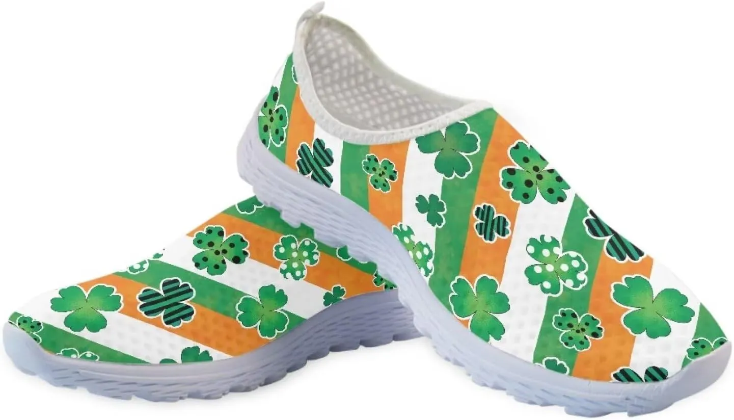 WELLFLYHOM Green Sneakers St Patricks Tennis Shoes for Women Slip On Loafers Road Running Sneaker Footwear US 5.5-11.5