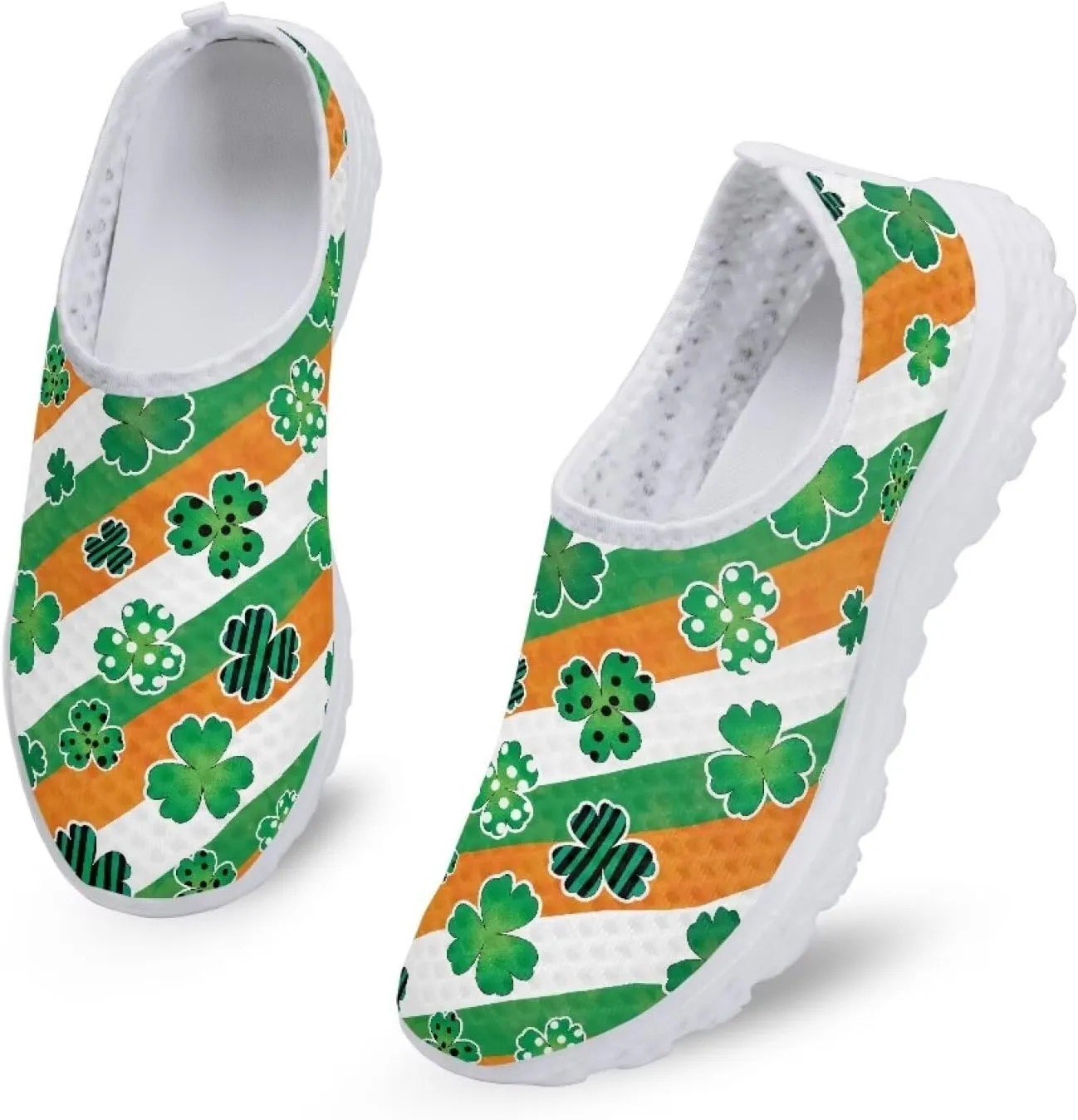 WELLFLYHOM Green Sneakers St Patricks Tennis Shoes for Women Slip On Loafers Road Running Sneaker Footwear US 5.5-11.5