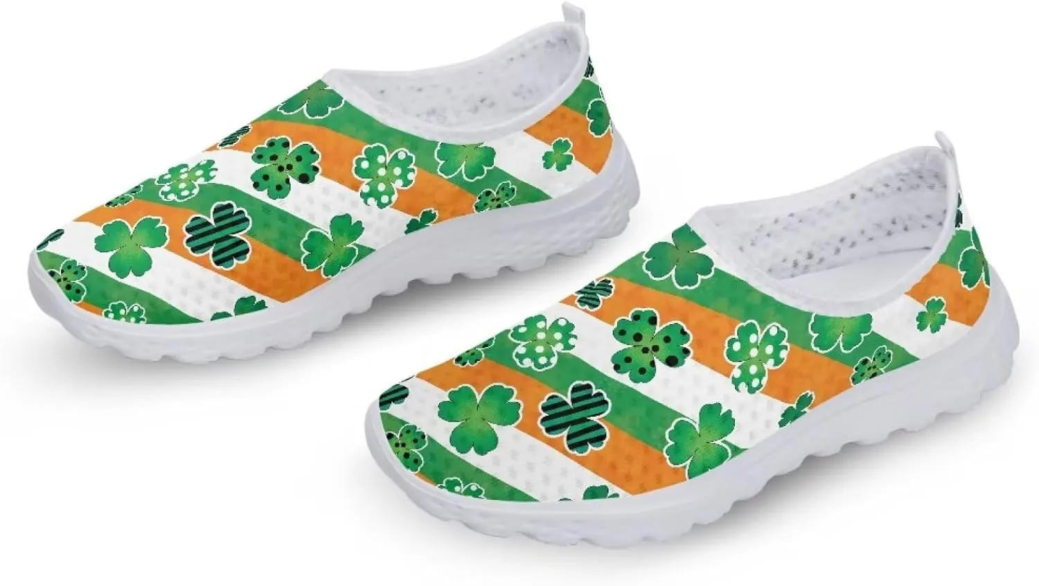 WELLFLYHOM Green Sneakers St Patricks Tennis Shoes for Women Slip On Loafers Road Running Sneaker Footwear US 5.5-11.5