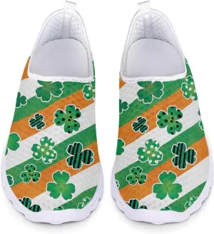 WELLFLYHOM Green Sneakers St Patricks Tennis Shoes for Women Slip On Loafers Road Running Sneaker Footwear US 5.5-11.5