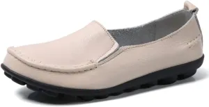 WERWAES Casual Womens Loafers Shoes Soft Leather Lightweight Classic Penny Slip-on Loafers Outdoor Indooor Walking Driving Moccasins Flats for Womens Nurse Boat Shoes