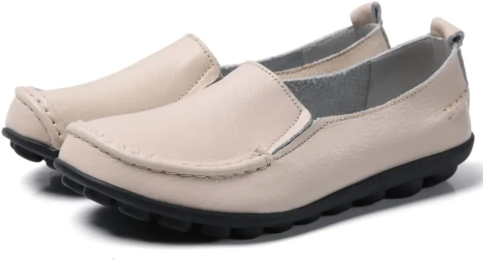WERWAES Casual Womens Loafers Shoes Soft Leather Lightweight Classic Penny Slip-on Loafers Outdoor Indooor Walking Driving Moccasins Flats for Womens Nurse Boat Shoes