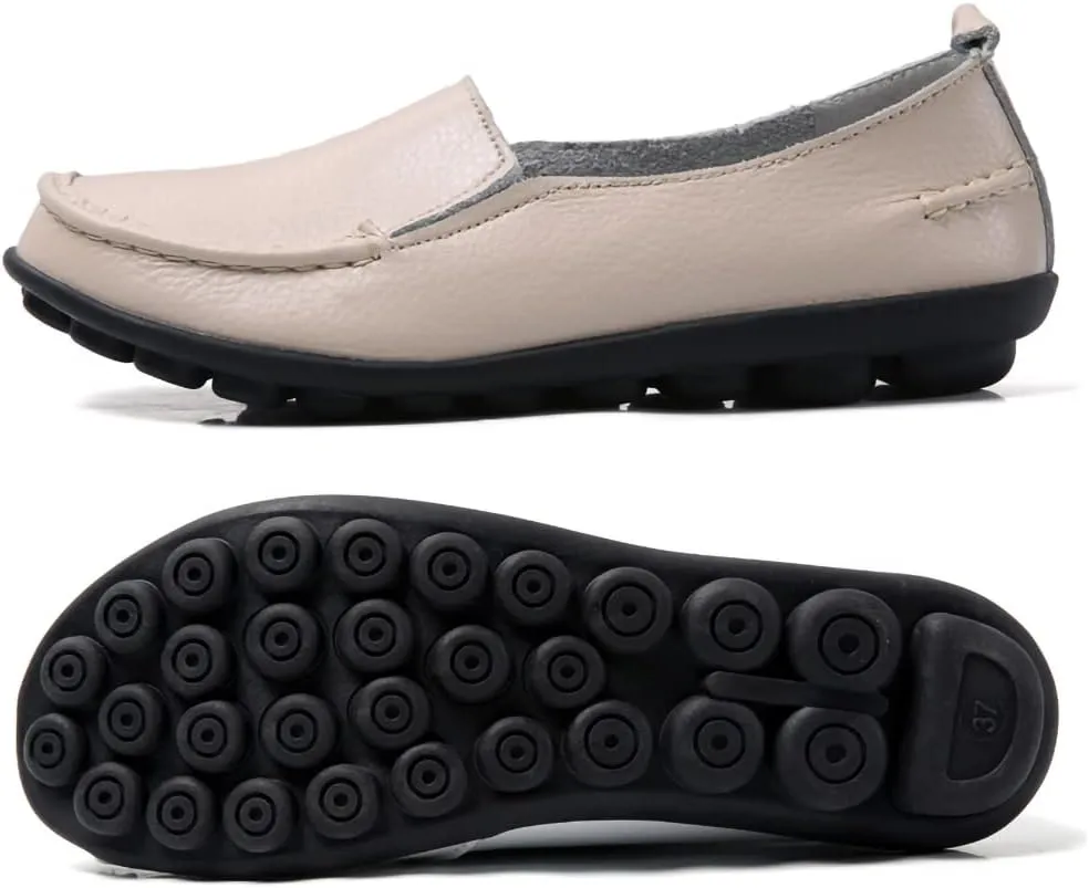 WERWAES Casual Womens Loafers Shoes Soft Leather Lightweight Classic Penny Slip-on Loafers Outdoor Indooor Walking Driving Moccasins Flats for Womens Nurse Boat Shoes