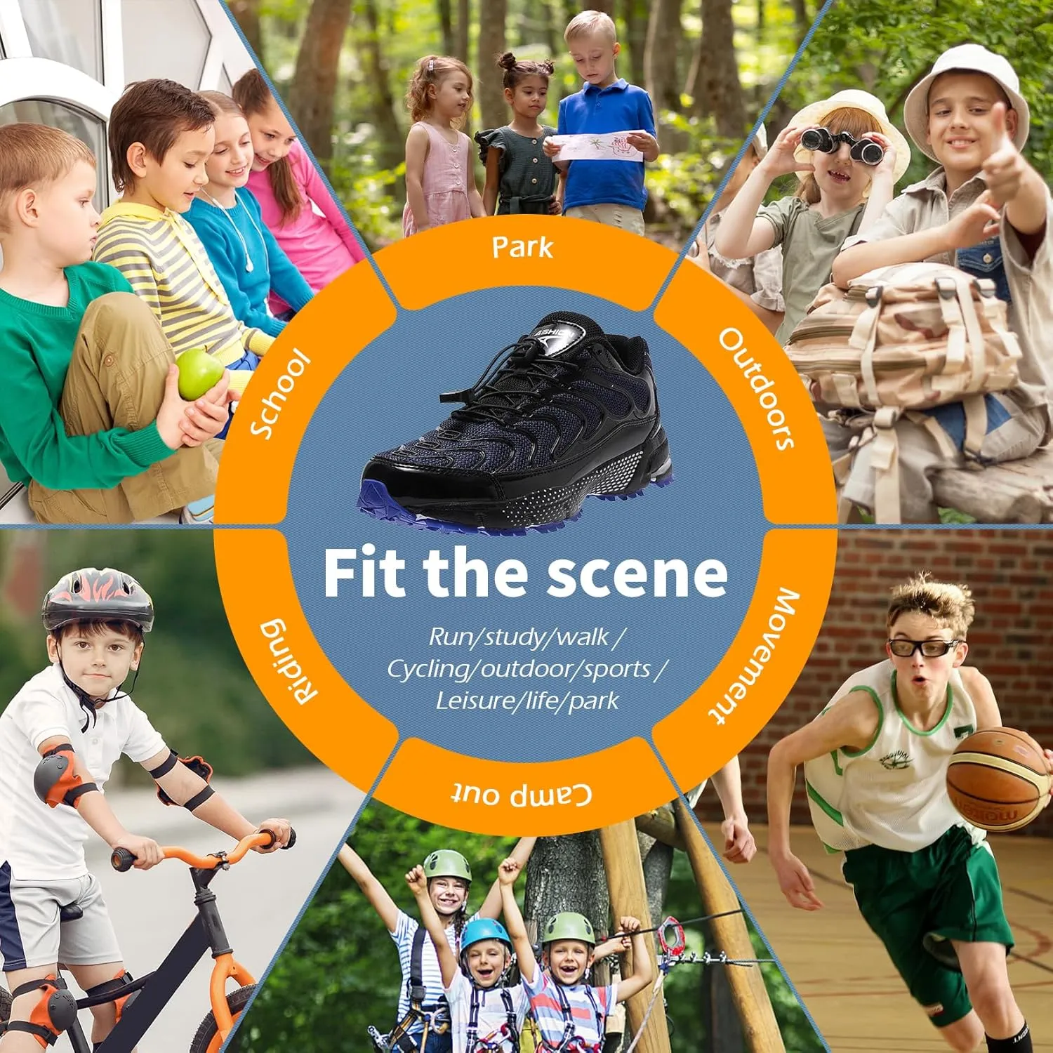WETIKE Boy's Shoes Mesh Slip on Lightweight Running Sneakers
