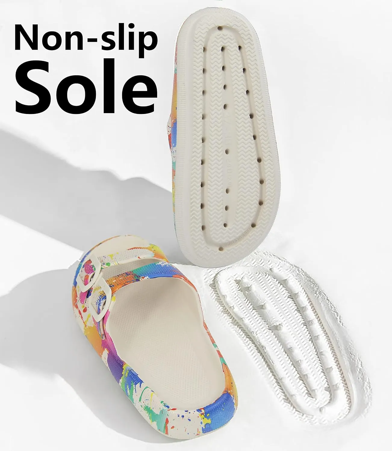 Weweya Sandals for Women and Men - Pillow Slippers - Double Buckle Adjustable Slides - EVA Flat Sandals