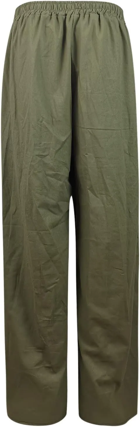 Wide Linen Pants for Women High Waisted Pant Smocked Pleated Loose Fit Casual Trousers Linen Blend Pants