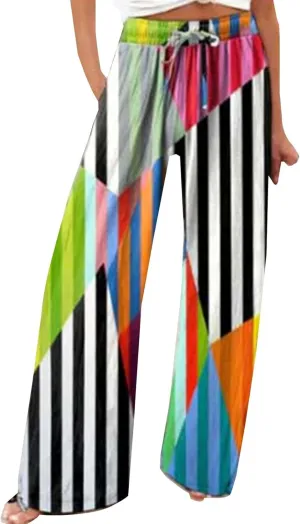 Wide Linen Pants for Women Pants Comfy Work Pants with Elastic High Waist Paper Bag Womens Linen Pants Straight Leg