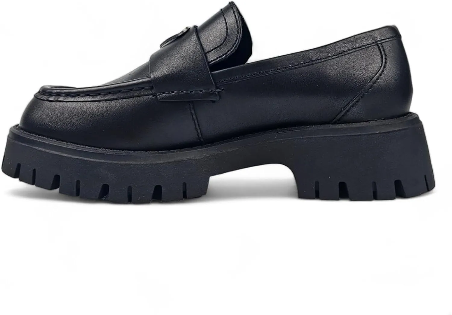 Windsorsmith Womens Black Leather Platform Chunky Loafers Shoes - Throne