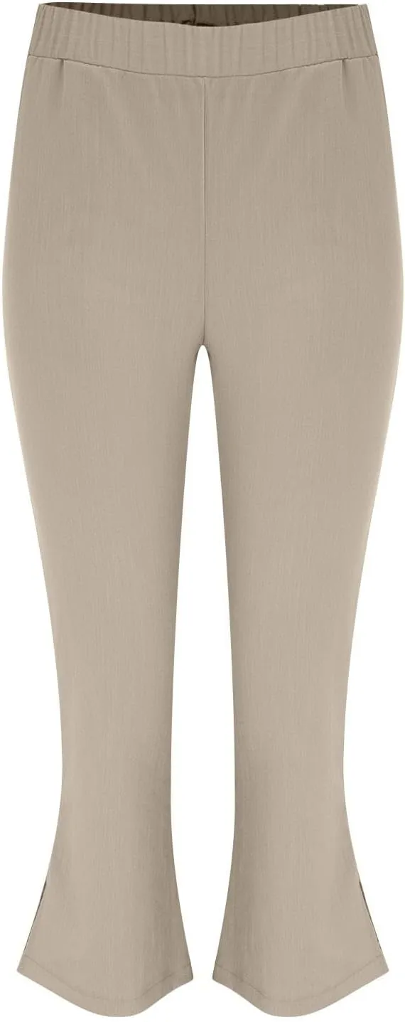 Women Linen Pants Summer and Linen Buttoned Cropped Pants with Elastic Waist for Women's Womens Linen Pants Straight Leg