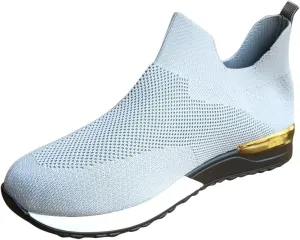 Women Woven Sneakers Comfortable Lightweight Breathable Casual Sneakers with Arch Support Mesh Slip On Walking Shoes