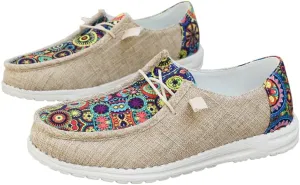 Women's Aztec Print Slip-On Loafers - Elastic Lace Comfort Shoes, Lightweight Foam Sole, Orthotic Support for Daily Wear, Trendy Casual Sneakers (US 6-11)