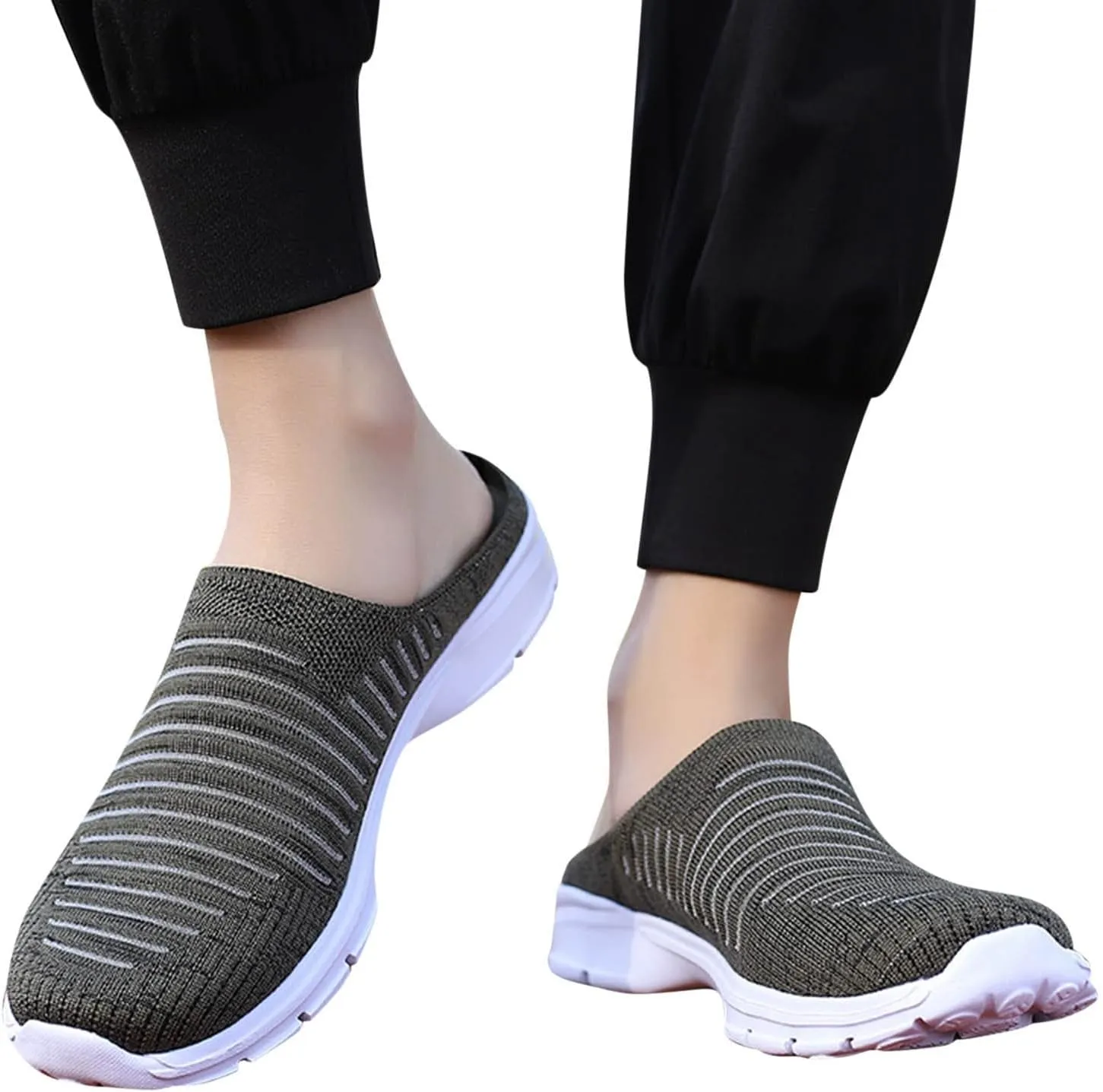 Womens Breathable Mesh Walking Mules Sneakers Womens Tennis Shoes Lightweight Women Shoes Casual Men's Fashion Sneakers Brown Tennis Shoe Loafers Dress Shoe