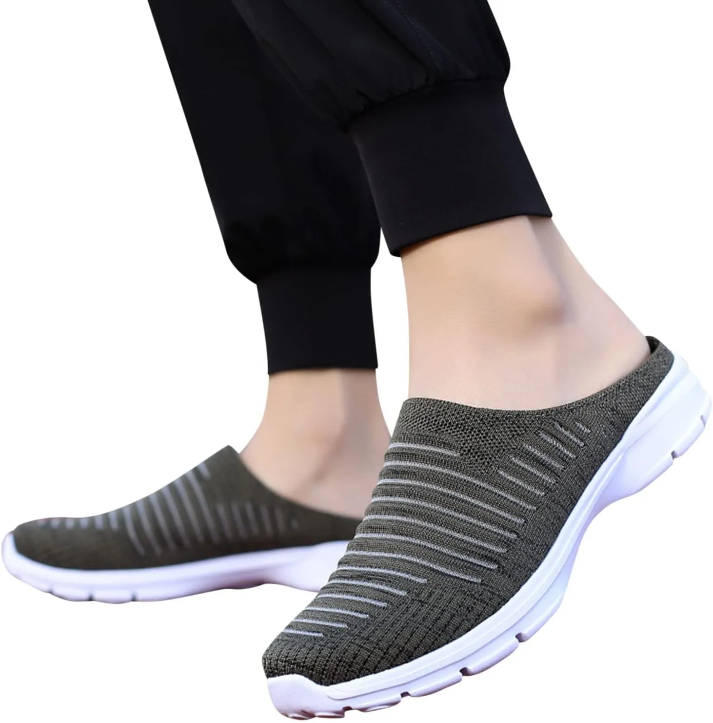 Womens Breathable Mesh Walking Mules Sneakers Womens Tennis Shoes Lightweight Women Shoes Casual Men's Fashion Sneakers Brown Tennis Shoe Loafers Dress Shoe