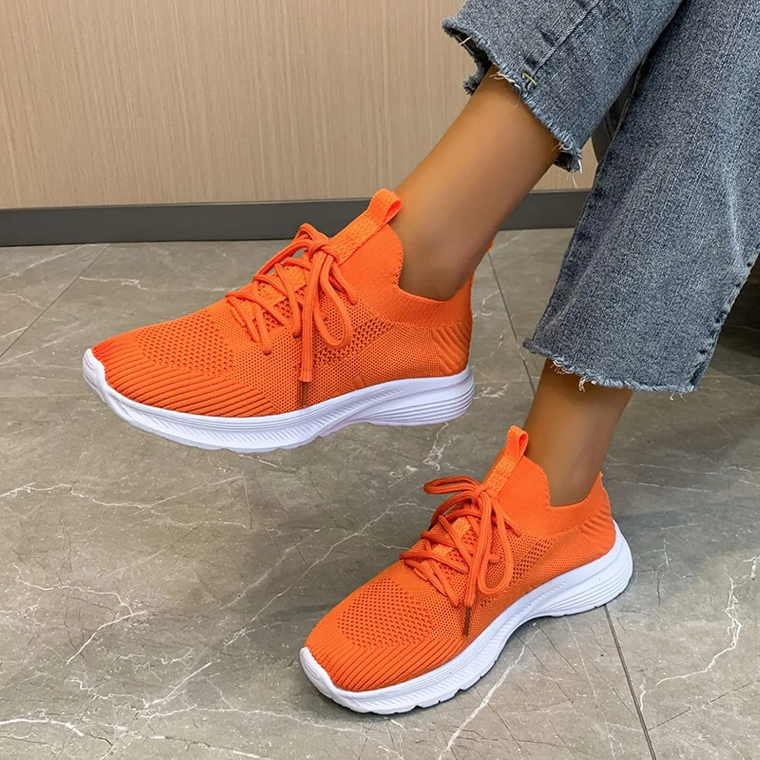 Womens Breathable Nursing Shoes Air Cushion Orthopedic Sneakers with Arch Support Outdoor Casual Fitness Shoe