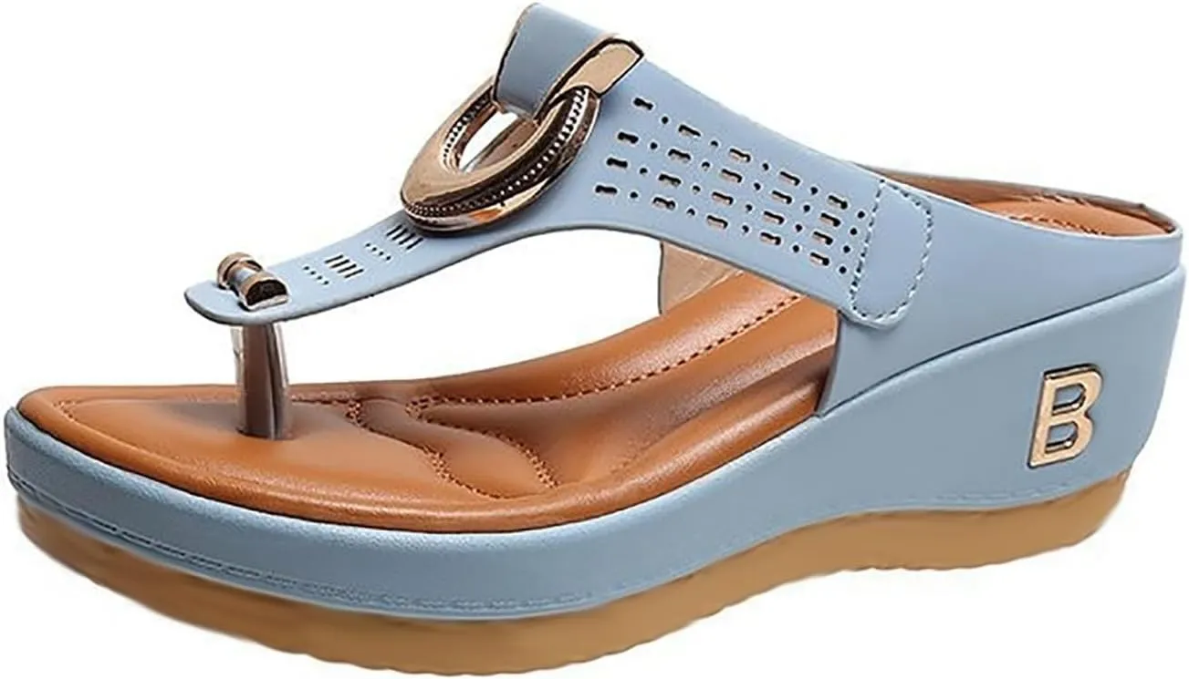 Women's Breathable Sandals Sole Soft Wedge Sandals Fashionable Corrective Beach Sandals Women Flip Flops Size 9
