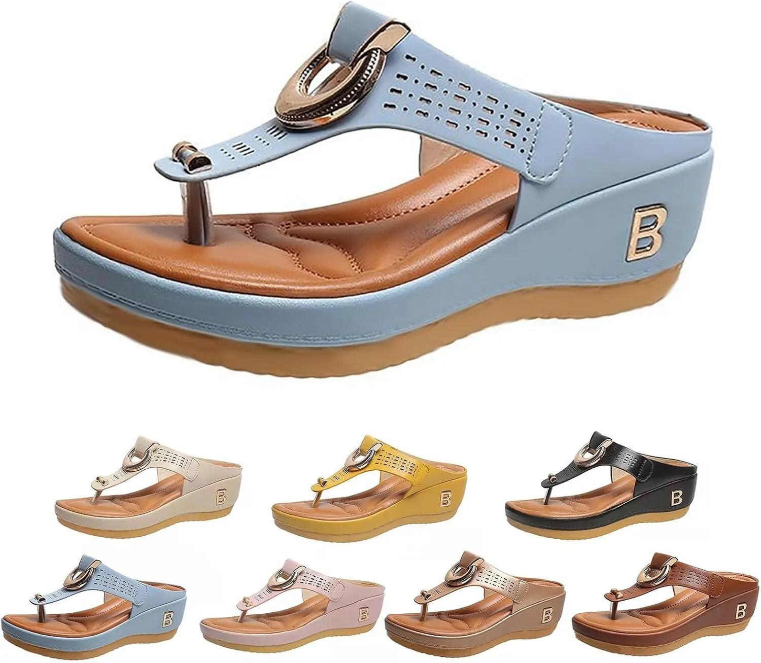 Women's Breathable Sandals Sole Soft Wedge Sandals Fashionable Corrective Beach Sandals Women Flip Flops Size 9