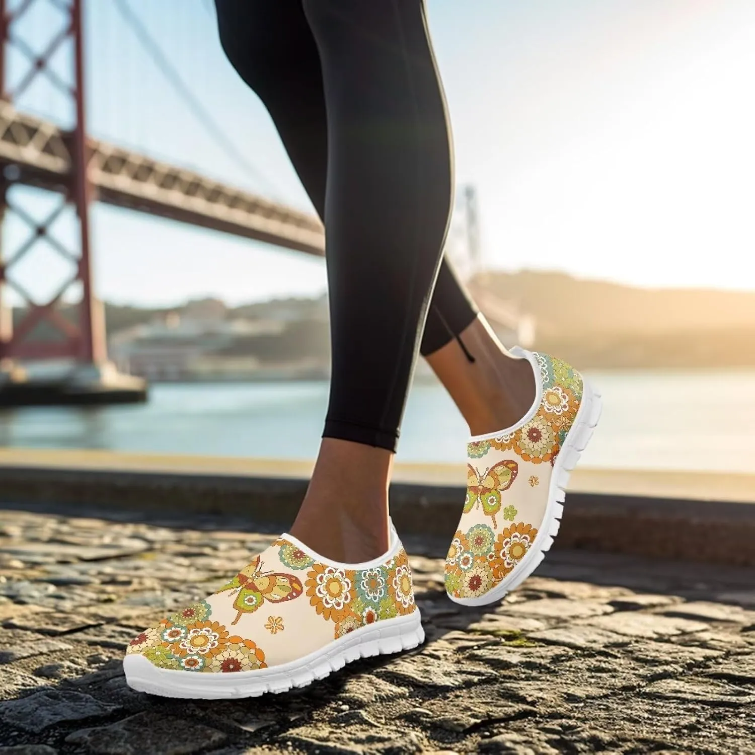 Women's Butterfly Sneaker Casual Soft Slip On Low Top Lightweight Non-Slip Running Sneaker for Women US 5.5-11.5