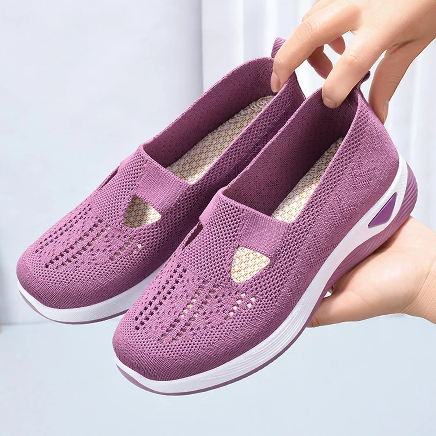 Womens Casual Slip On Loafers Comfortable Walking Shoes Lightweight Canvas Sneakers Flat Non Slip Flats