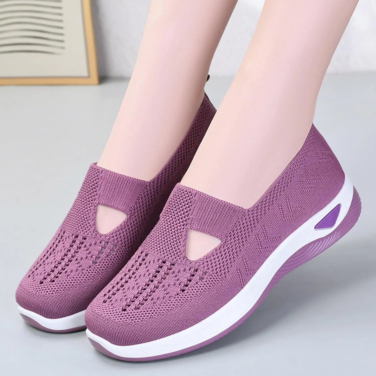 Womens Casual Slip On Loafers Comfortable Walking Shoes Lightweight Canvas Sneakers Flat Non Slip Flats