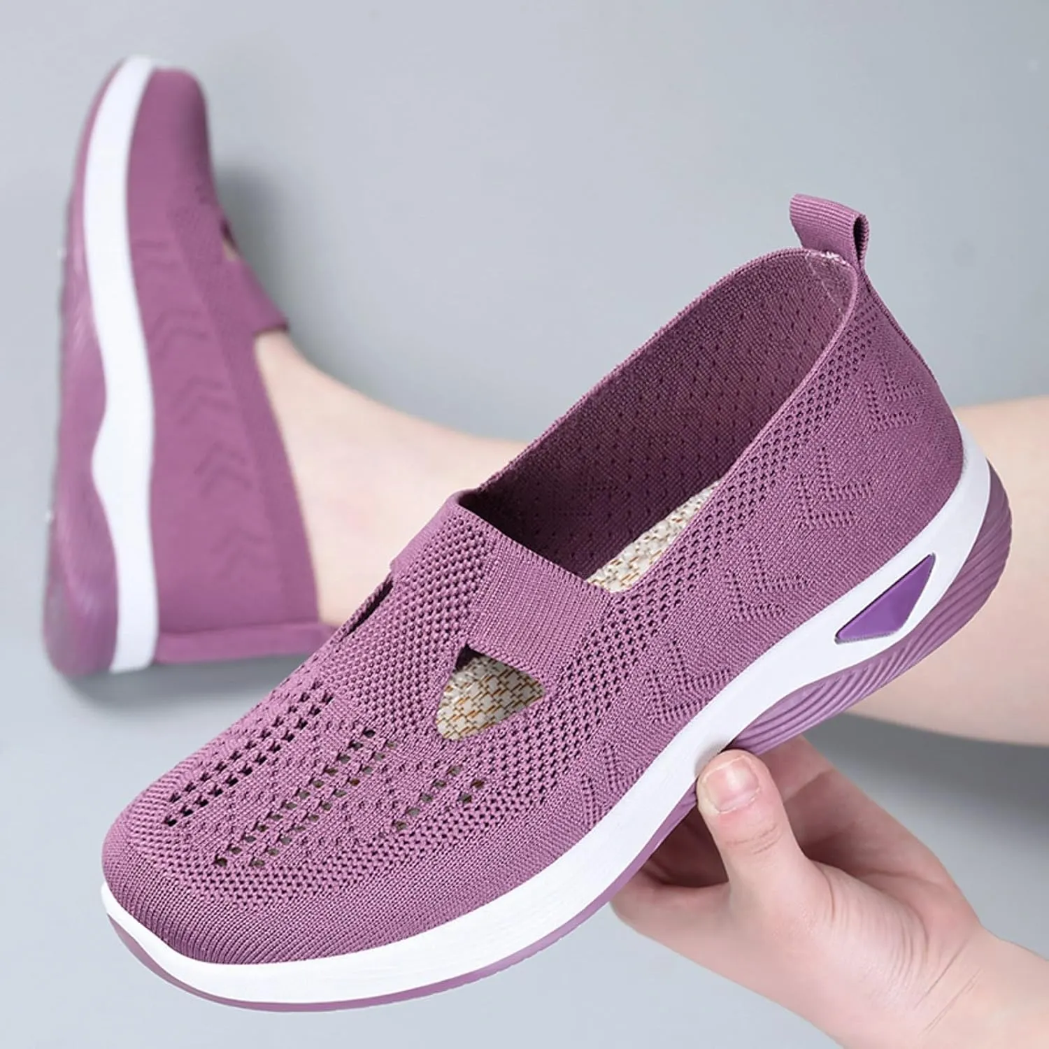 Womens Casual Slip On Loafers Comfortable Walking Shoes Lightweight Canvas Sneakers Flat Non Slip Flats
