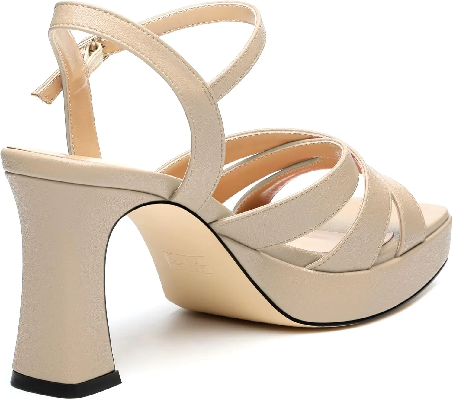 Women's Chunky Platform High Heels Block Heeled Sandals Open Square Toe Ankle Strap Dress Wedding Party Sandal Shoes 3.3''