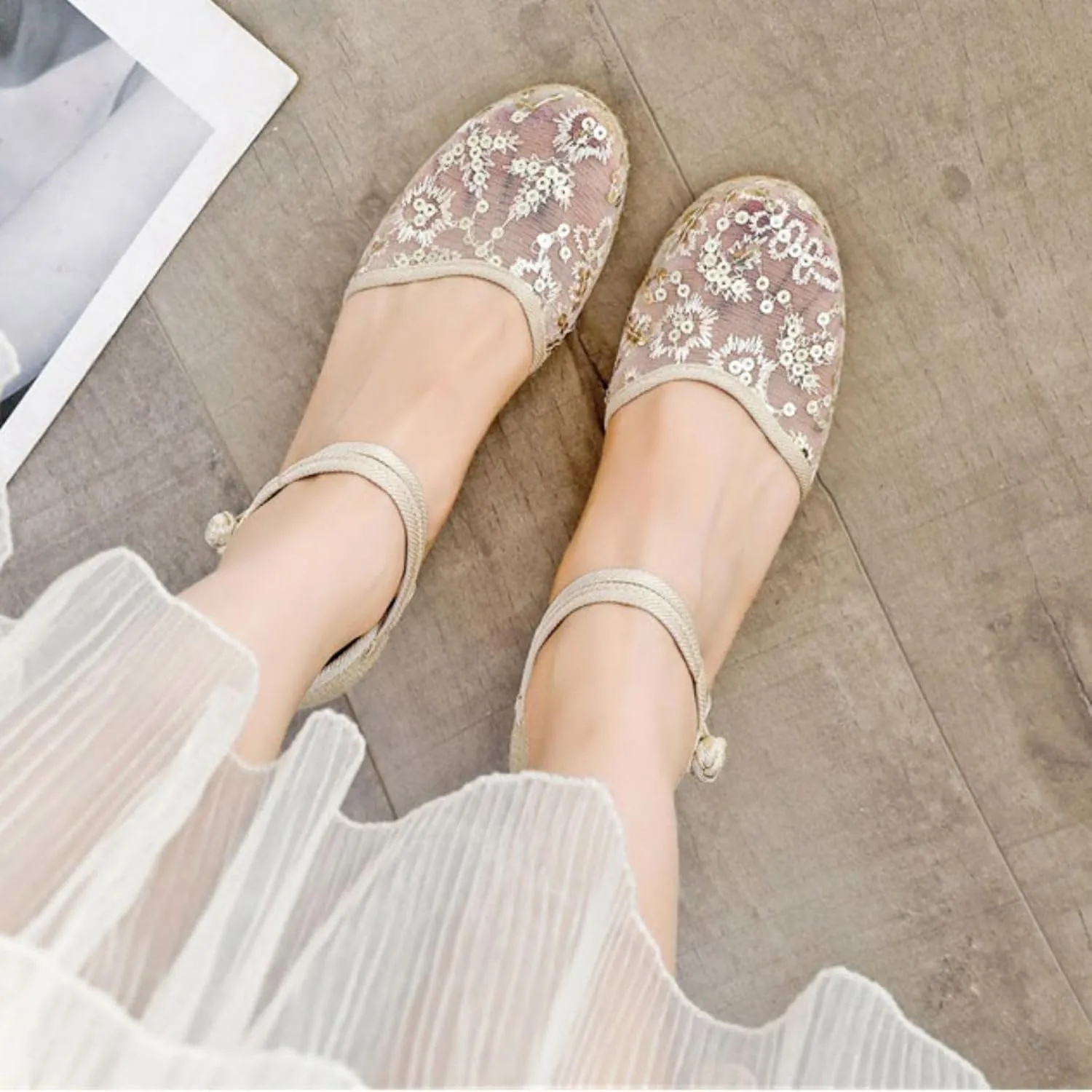 Womens Closed Toe Sandals Comfortable Summer Shoes Non Slip Mid Heel Espadrilles Breathable Comfy Shoes Summer Casual Sandals for Women 2025 Ankle Strappy Lace Up Mesh Footwear