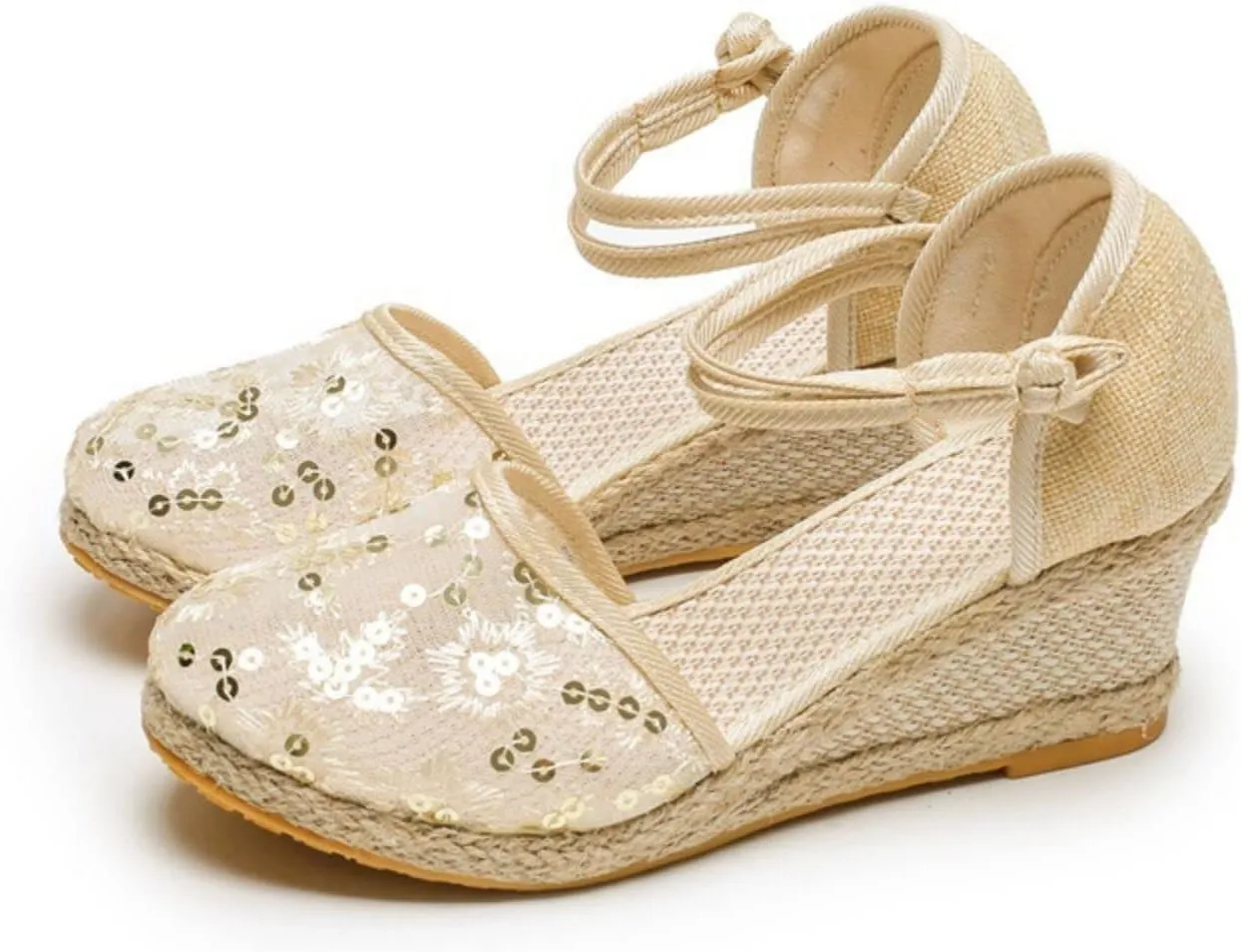 Womens Closed Toe Sandals Comfortable Summer Shoes Non Slip Mid Heel Espadrilles Breathable Comfy Shoes Summer Casual Sandals for Women 2025 Ankle Strappy Lace Up Mesh Footwear