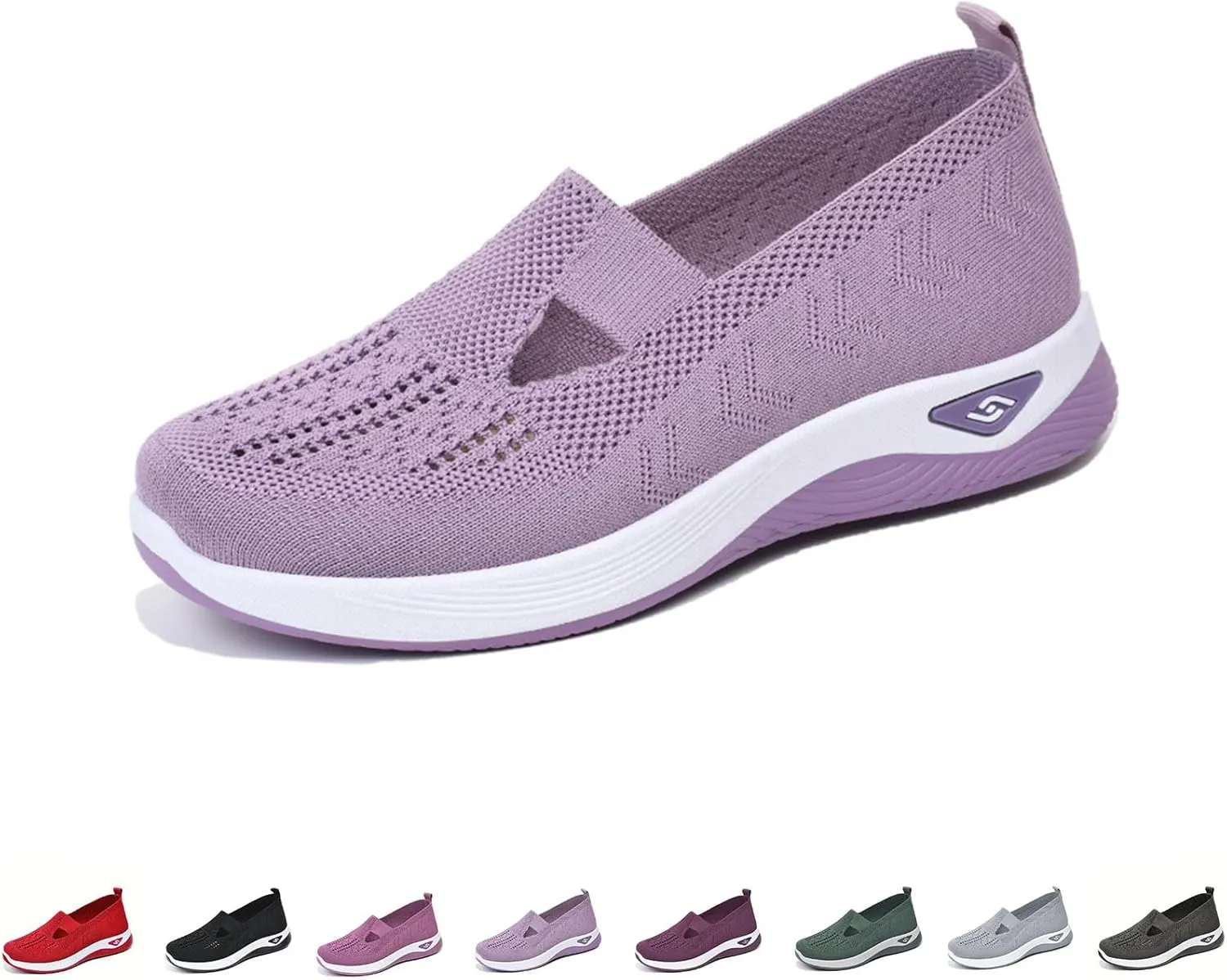 Women's Comfortable Breathable Knitted Sneakers, Outdoor Woven Cut-Out Orthopedic Soft Arch Support Walking Shoes for Women, Slip-On