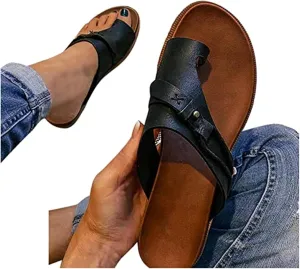 Women's Comfy Sandal Bunion Corrector Shoes Platform Soft Sole with Toe Arch Support Summer Breathable Casual Beach Travel Shoes,Black,EU39/US7.5